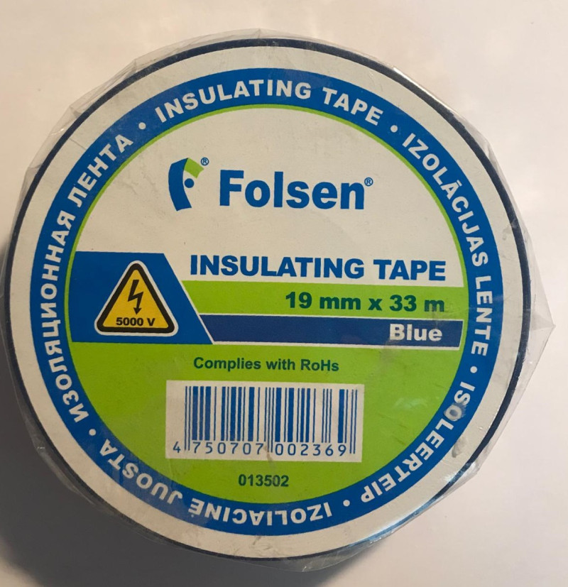 Izolācijas lente zila 19mm*33m Folsen(0.117kg)