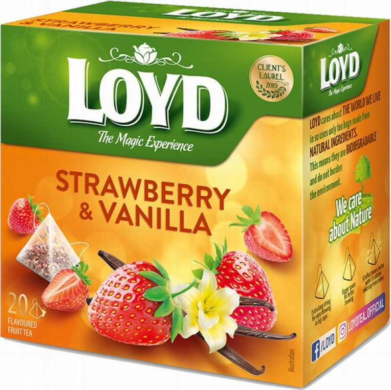 Tēja Loyd Pyramids ar zemeņu un vaniļas garšu 20*2g () Polija