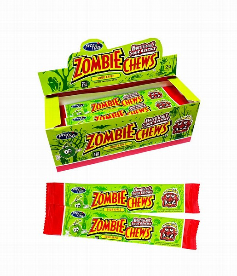 Mīksts īriss Zombie Chews Sour Apple 20g*24gb (09.05.2027) Pakistāna