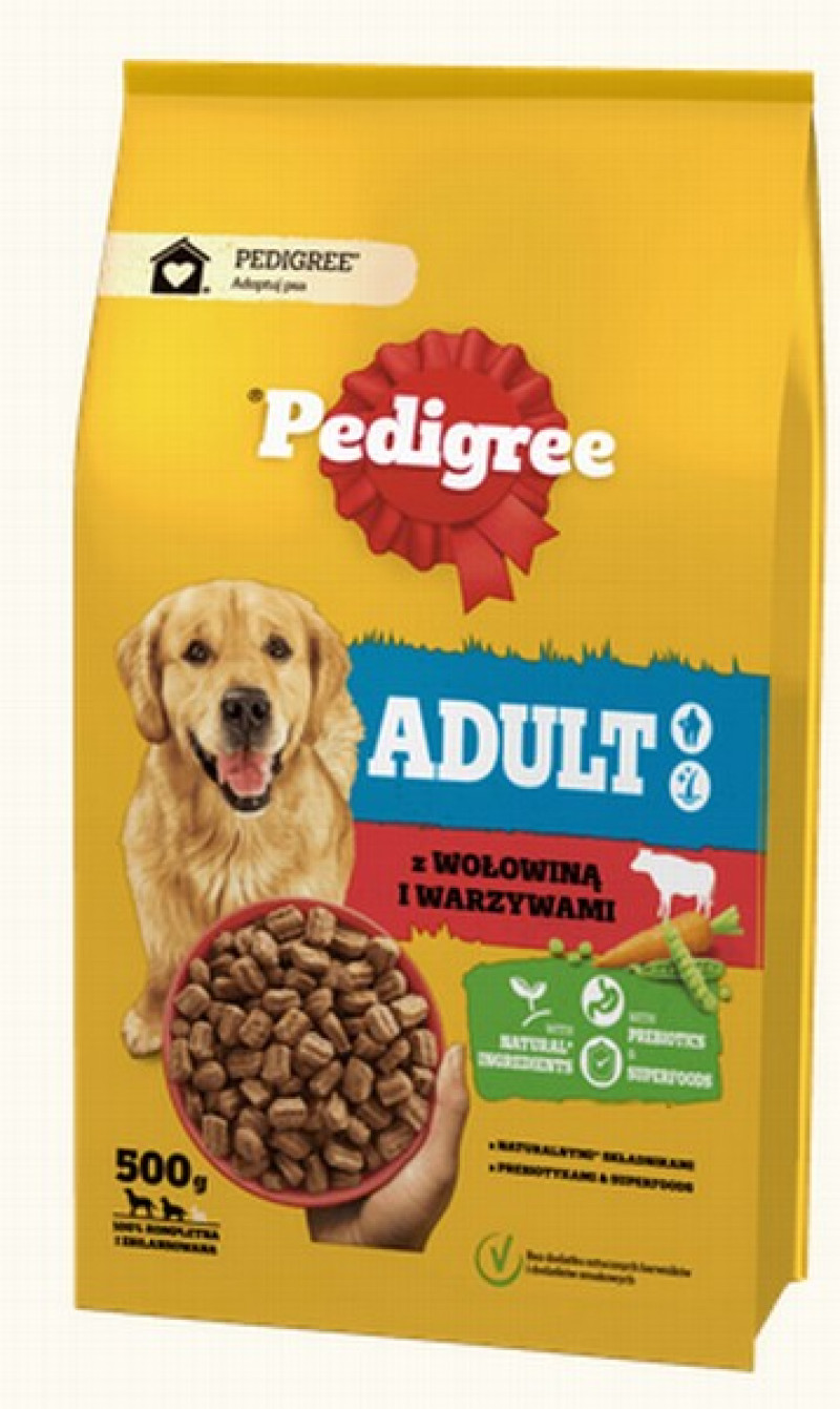 Suņu sausā barība Pedigree ar liellopu un dārzeņiem 500g (28.10.27) Polija