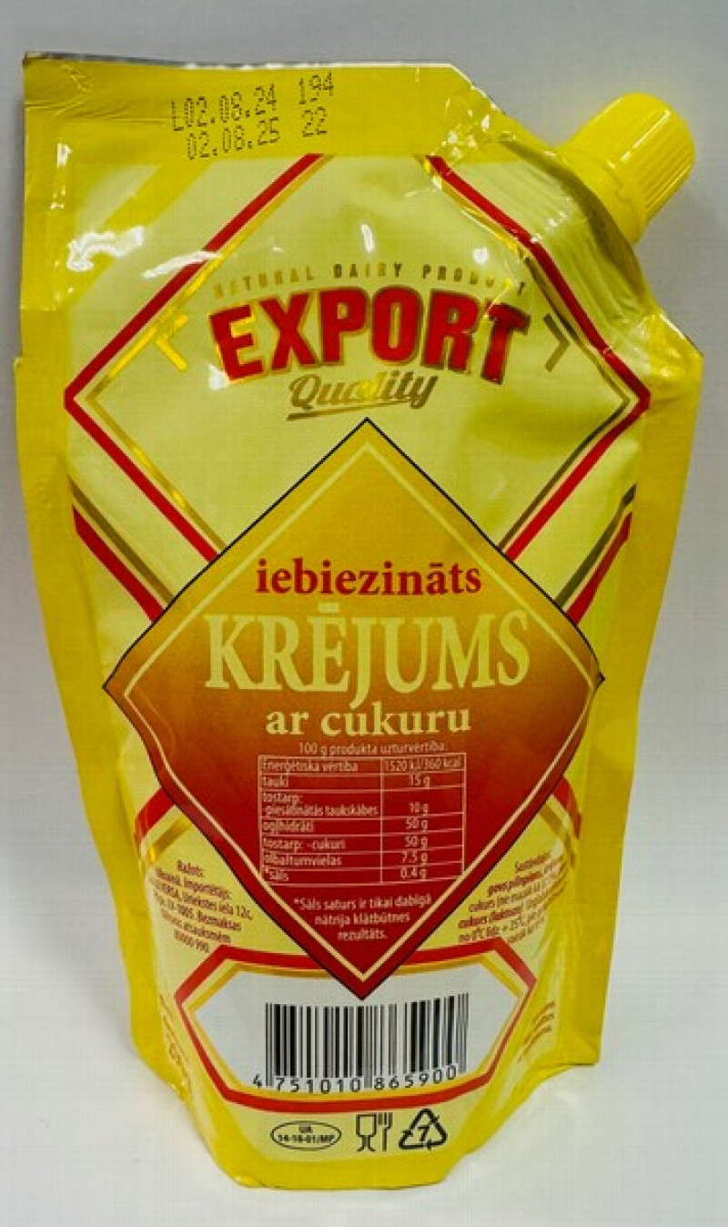 Iebiezināts krējums Export ar cukuru 290g STĀVPAKA (05.09.2026) Ukraina