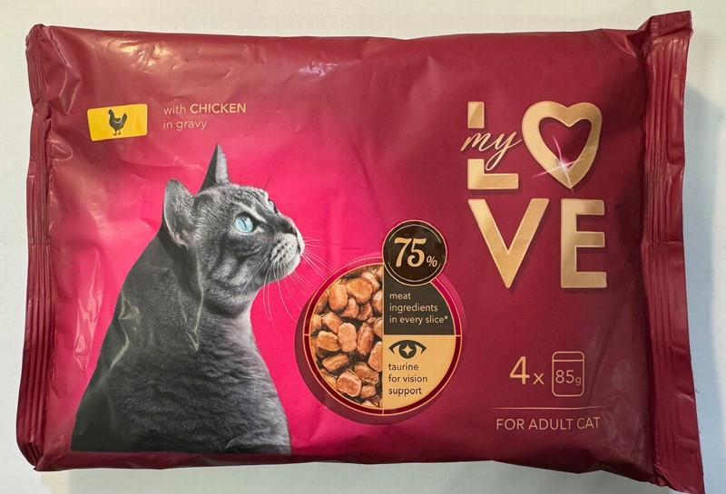 Kaķu konservi My Love ar vistas gaļu maigā mērcē  ((4*85g)) 1/13  (01.10.2027) Ukraina
