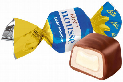 Šokolādes konfektes Konti-mousse ar piena garšu 1kg (05.10.25) Ukraina