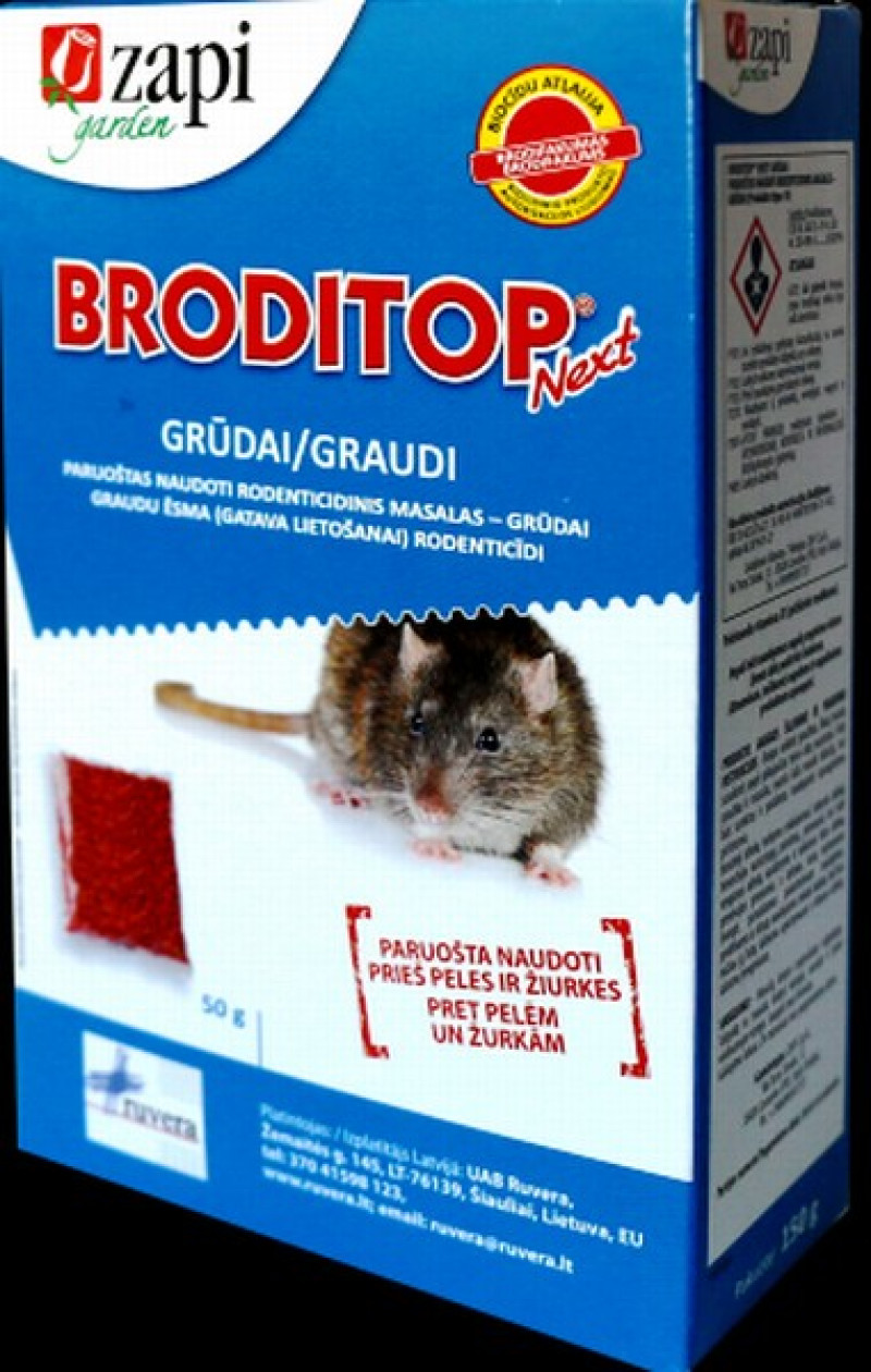 Peļu, žurku inde graudi ZAPI 150g 1/24(30.09.2026)