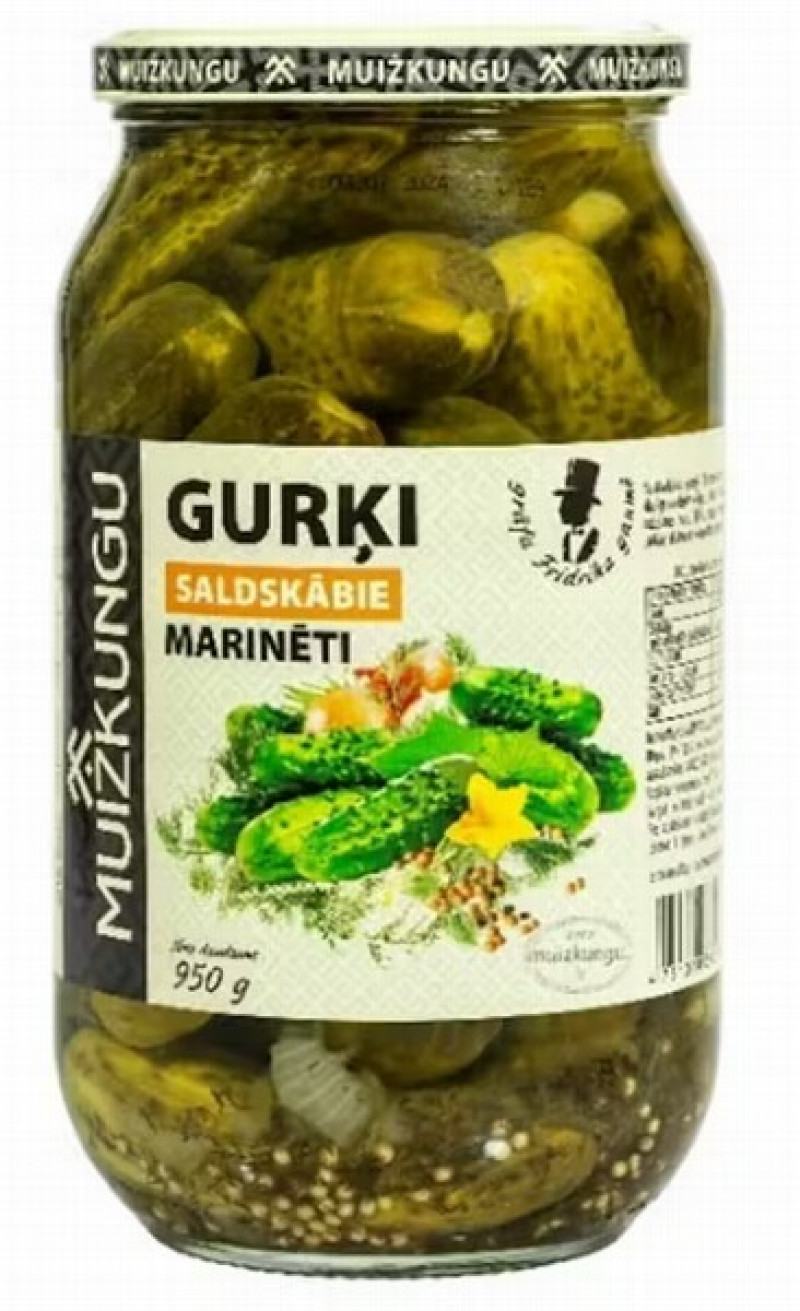 Gurķi Muižkungu saldskābie marinēti SALDSKĀBIE 950g (12.08.2026)  1/6 Turcija
