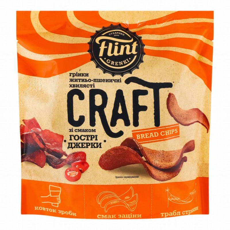 Grauzdiņi Flint Craft Grenki vilnis ar spicy Jerky 90g 1/8 (19.08.26) Ukraina