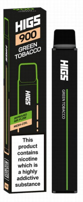Elektroniskā cigarete vienreizlietojamā Higs XL TB Green Tobacco 900 ieelpas 2ml/2%  Ķīna