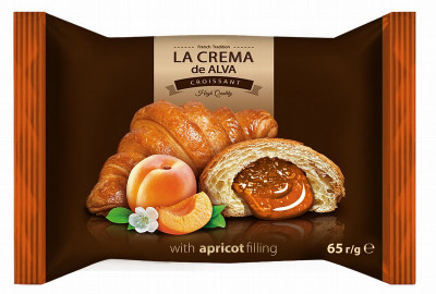 Kruasāns La Crema ar aprikožu garšas pildījumu 65g  (25.09.2025)