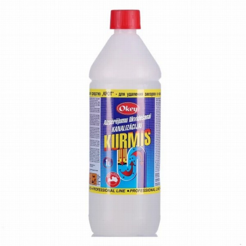 Kanalizācijas tīrīšanas līdzeklis Kurmis Okey 1L 1/12(20.01.28)Latvija