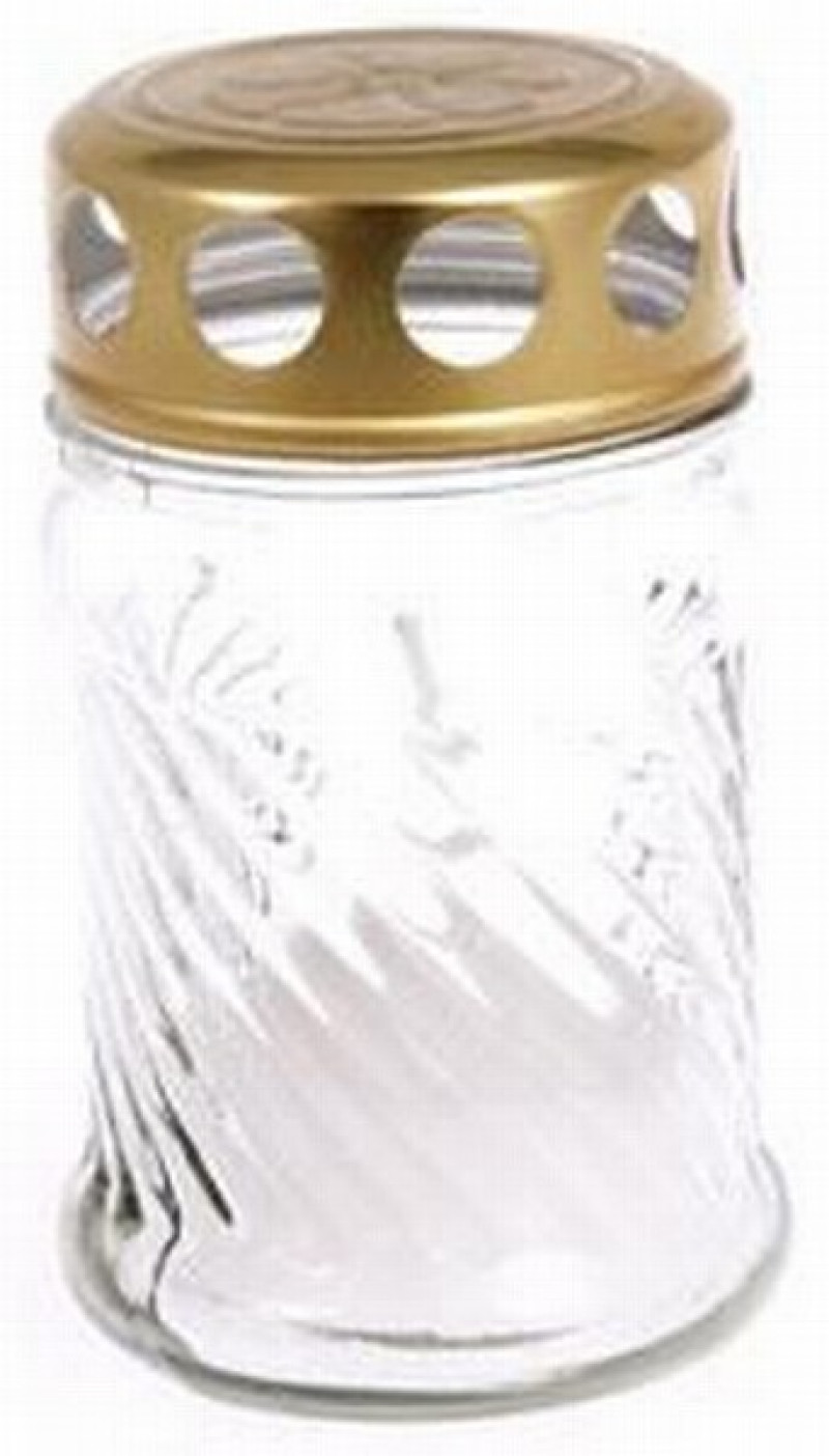 Svece kapu ar vāciņu stikla balta 1/18 ES