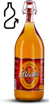 Alus Brālis Gaišais nefiltrētais 2L 5.3% stiklā 1/4 DEPOZĪTS 0.10 eiro (30.07.26) Latvija