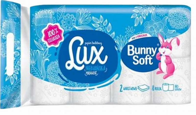 Tualetes papīrs Bunny Soft LUX 2-kārtīgs 8gb 1/8 Polija
