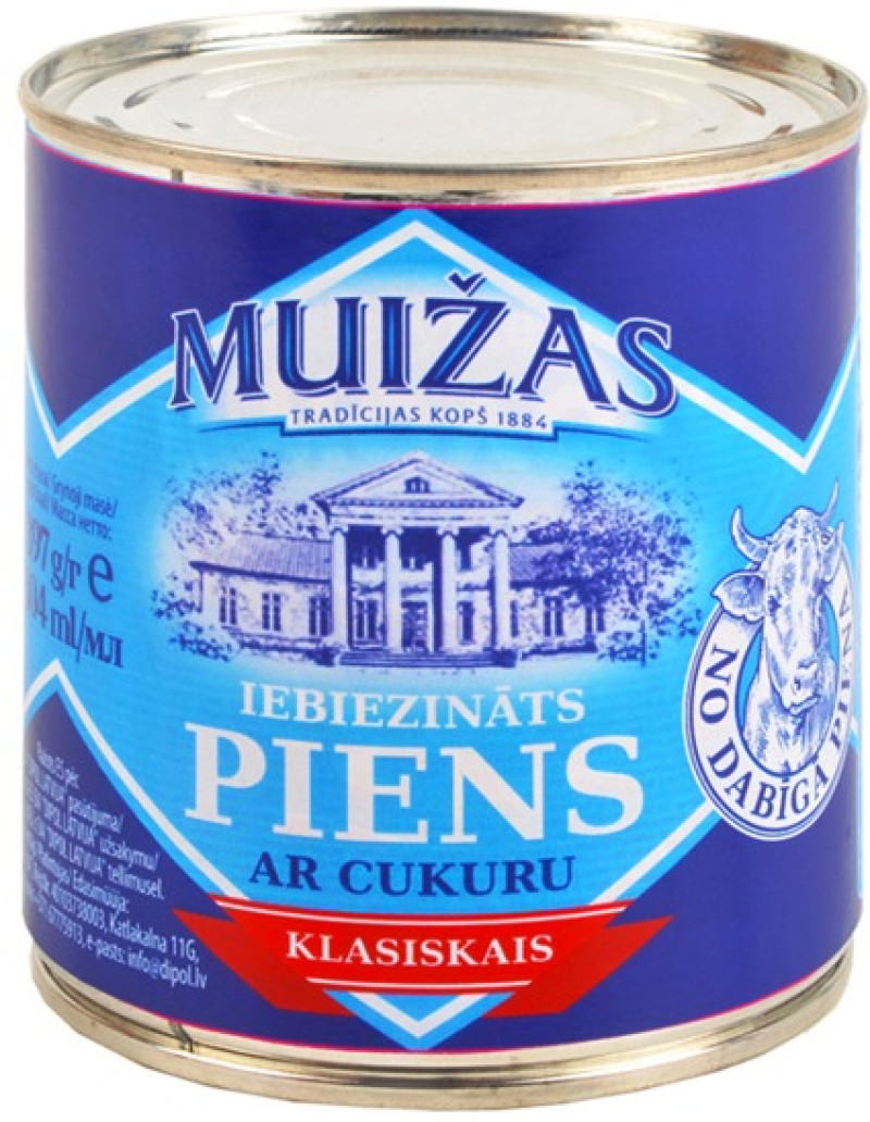 Iebiezināts piens Muižas ar cukuru 397g 1/12 (02.26) Holande