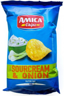 Čipsi AMICA ar krējuma-sīpolu garšu 100g (12.08.2025) Itālija
