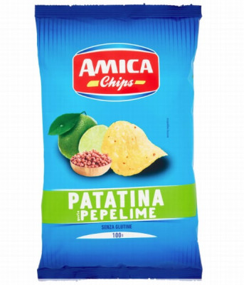 Čipsi AMICA ar laimu un piparu garšu 100g (16.08.2025) Itālija