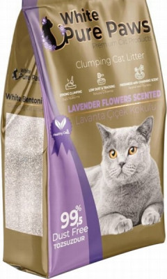 Smiltis kaķu tualetei White Pure Paws cementējošas Lavanda 5L