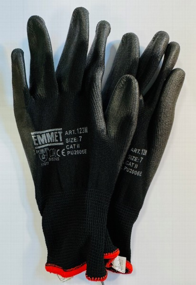 Cimdi neilona trikotāžas ar poliuretāna pārklājumu 7. izmērs 1/12