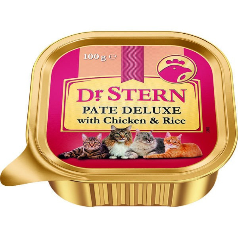 Kaķu konservi Dr.Stern pastēte ar vistu un rīsiem 100g 1/16 (19.03.2027) Nīderlande
