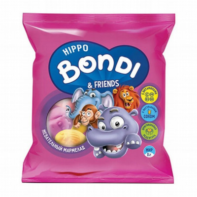 Želejkonfektes "HIPPO BONDI & FRIENDS" dzīvnieku pusīšu formā 100 g (19.02.2026)