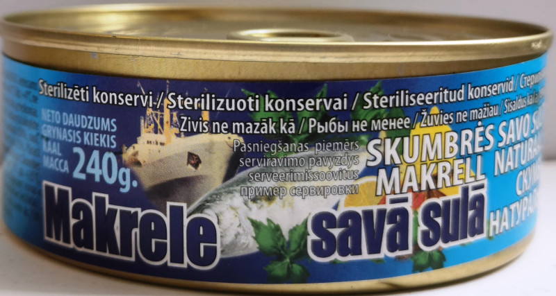 Skumbrija savā sulā 240g Brasla  (ar attaisāmo)(22.04.2026)