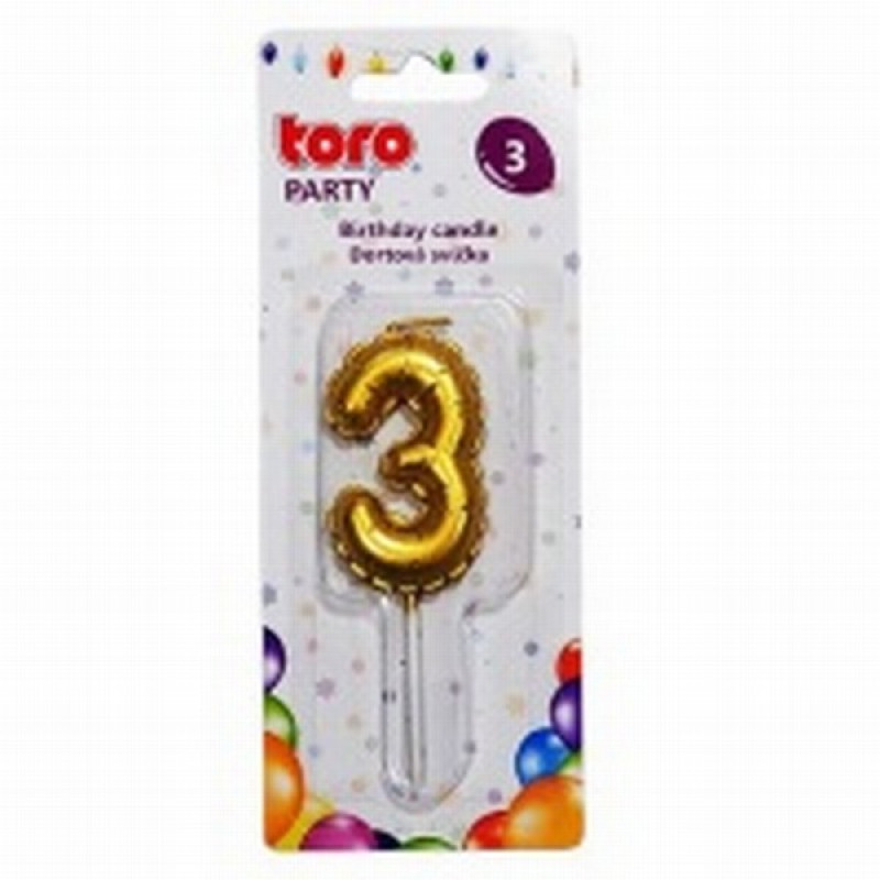 Jubilejas svece 3 Zelta 7cm