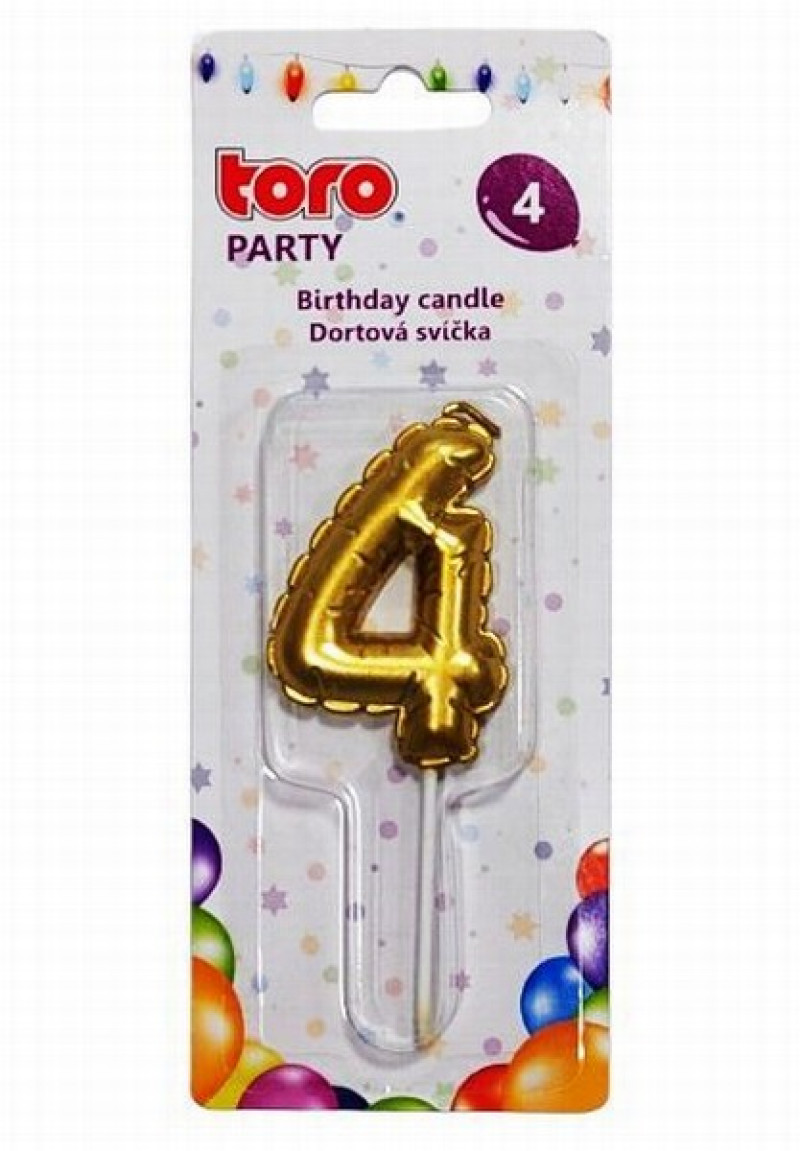 Jubilejas svece 4 Zelta 7cm