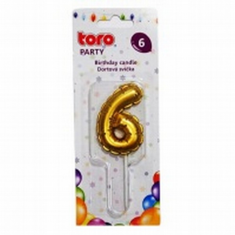 Jubilejas svece 6 Zelta 7cm