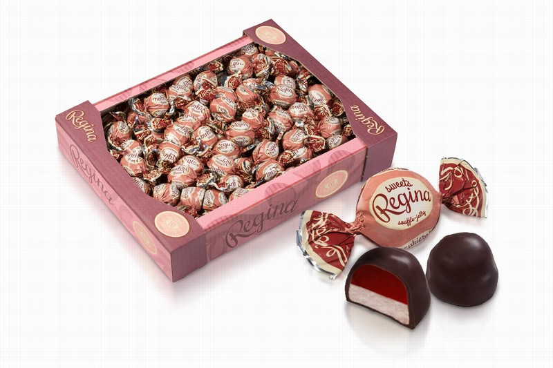 Šokolādes konfektes Regina sufle ar želeju 1kg 1/4 (22.04.26)Ukraina