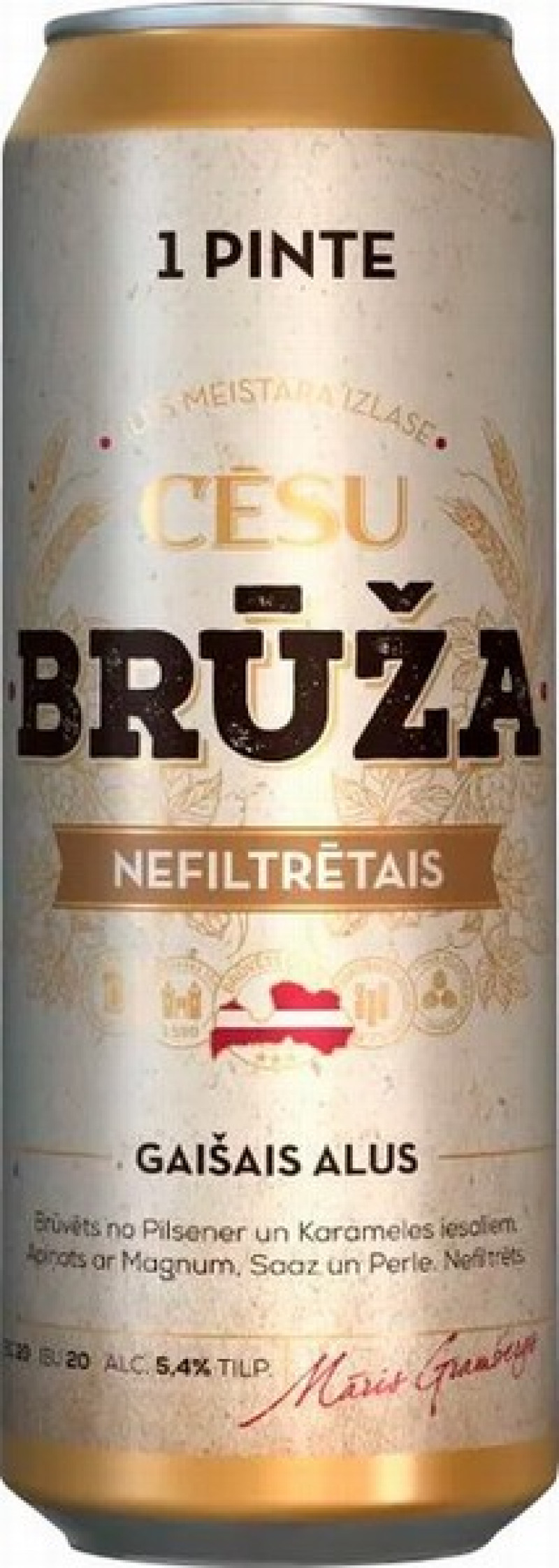 Alus Cēsu Brūža nefiltrētais 0.568L 5.4% (19.09.26)Latvija