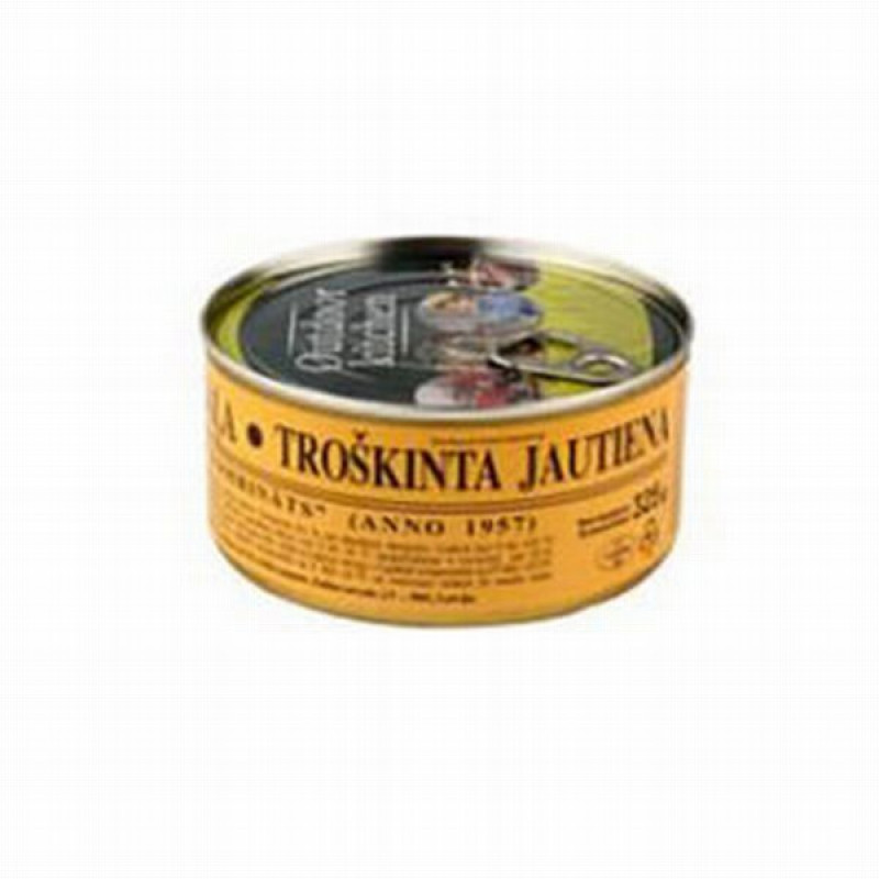 Liellopu gaļa sautēta 325g (ANNO 1957) Saldus gaļas kombināts (ar attaisāmo) Latvija 