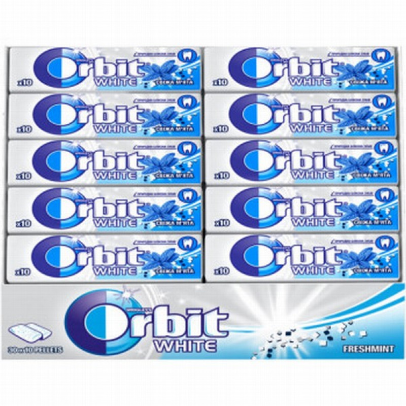Košļājamā gumija Orbit White Freshmint bez cukura 14g*30gb (08.02.27) ES