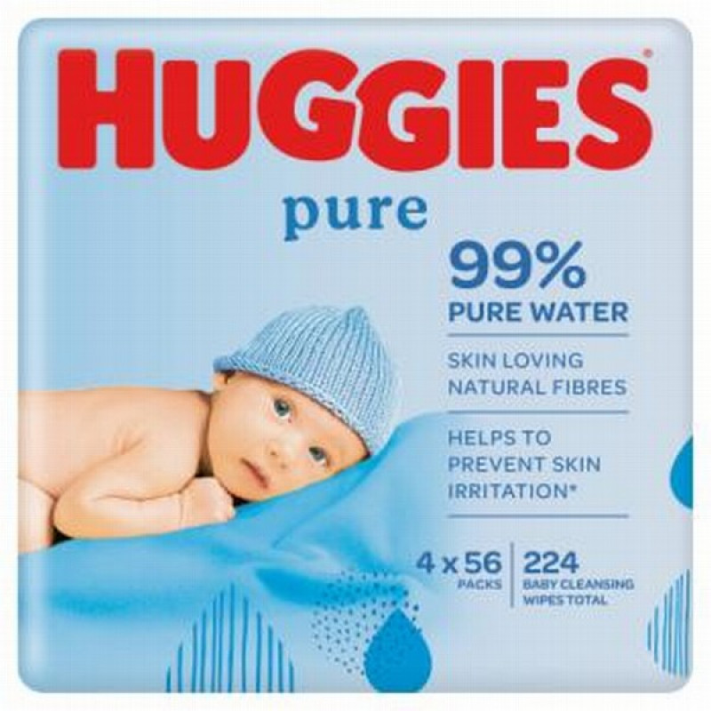 Mitrās salvetes Huggies Pure 4x56gb (12.10.27) Lielbritānija