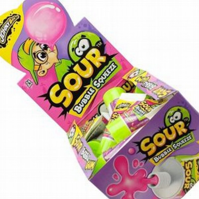 Košļājamā gumija Sour Bubble Squeeze 30g*24gb (25.05.2027)