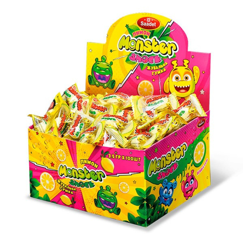 Košļājamā gumija Monster shock lemon 3.5g*100gb (11.11.2026)Ukraina