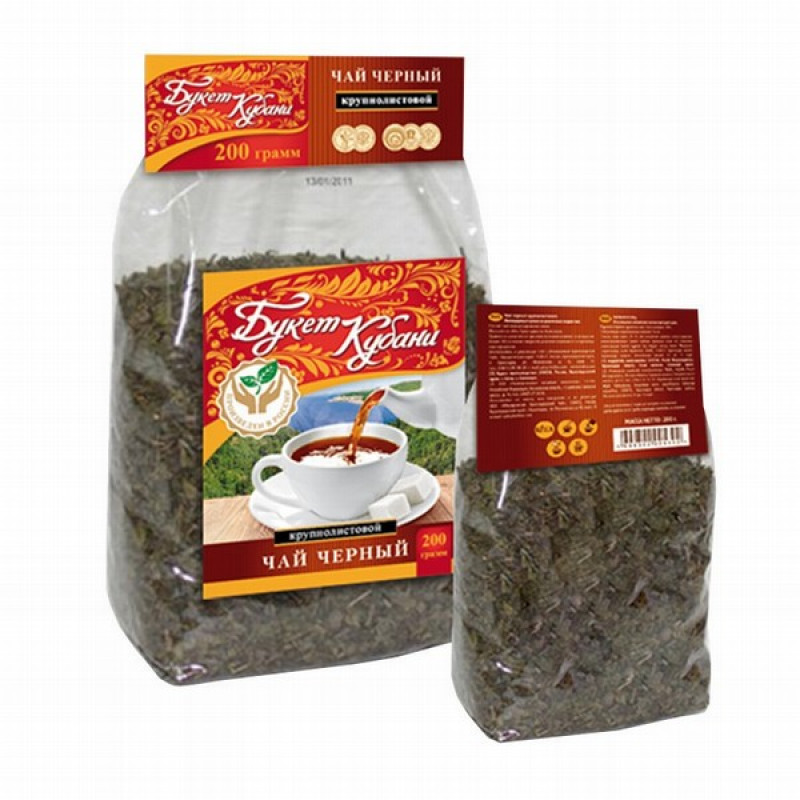 Tēja Krasnodar Buket Kubani melnā 200g Lielo lapu 1/24 (24.01.2028) Krievija