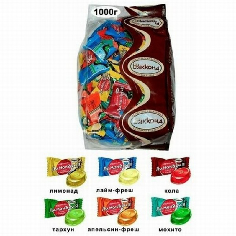 Karameles Limonadija MIX Akkond 1kg (26.12.2025) KDV (Pārdodas tikai pilnos iepakojumos (1kg)) 