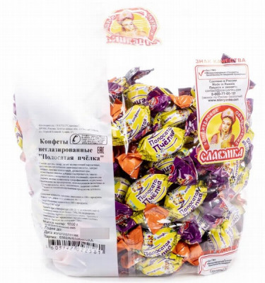 Karameles Polosataja Pčelka 1kg (24.08.2025) KDV (Pārdodas tikai pilnos iepakojumos (1kg)) 