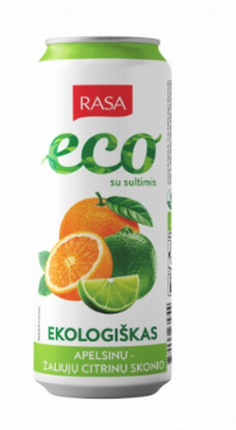 Limonāde RASA ECO ar apelsīna un laima garšu gāzēts 0.5 CAN DEP.(19.03.26)Lietuva1/24