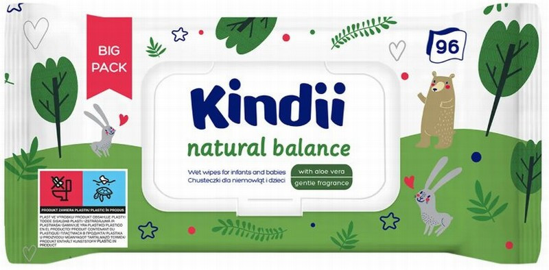 Mitrās salvetes KIDII Natural balance 96gb (13.11.26)Polija