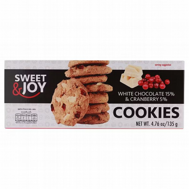 Cepumi Sweet&Joy baltā šokolāde 15% ar dzērvenēm 5% 135g (18.03.26)POLIJA