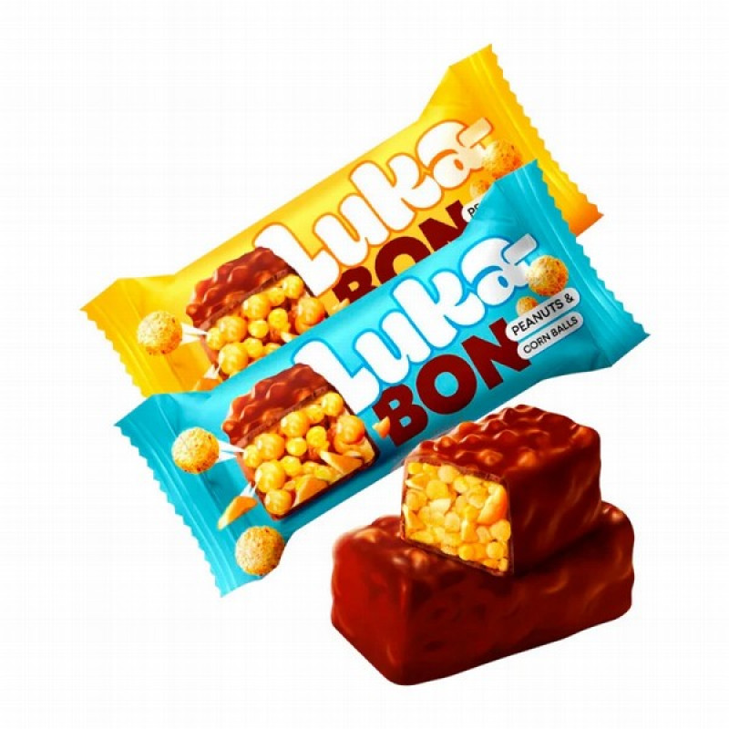 Šokolādes konfektes Lukabon kukurūzu graudiem un zemesriekstiem 800g (10.09.26)Ukraina