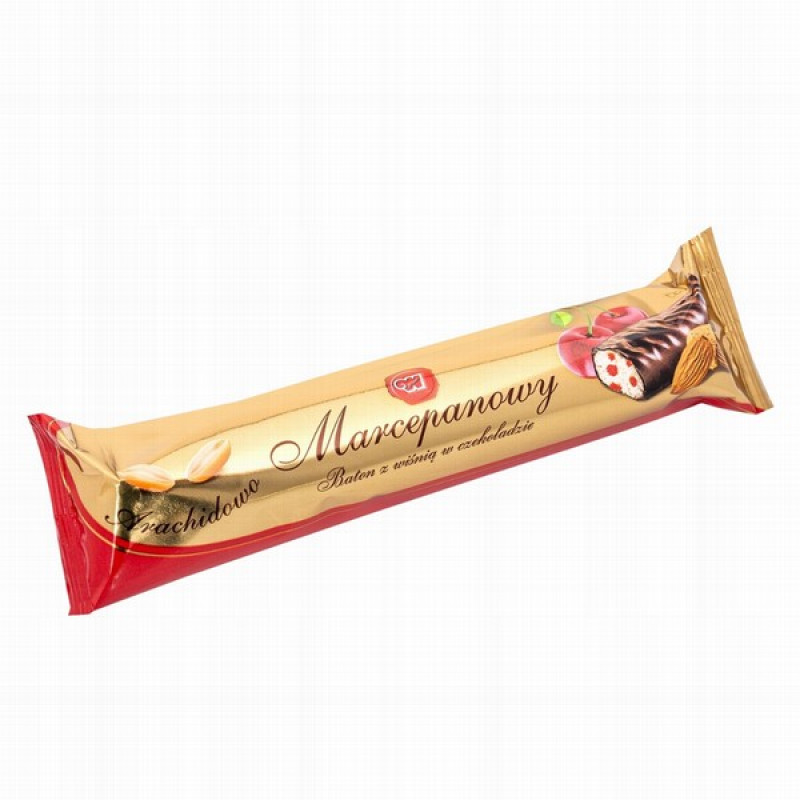 Šokolādes batoniņš Marcipāns ar šokolādi un ķiršiem 90g (13.02.26) Polija 