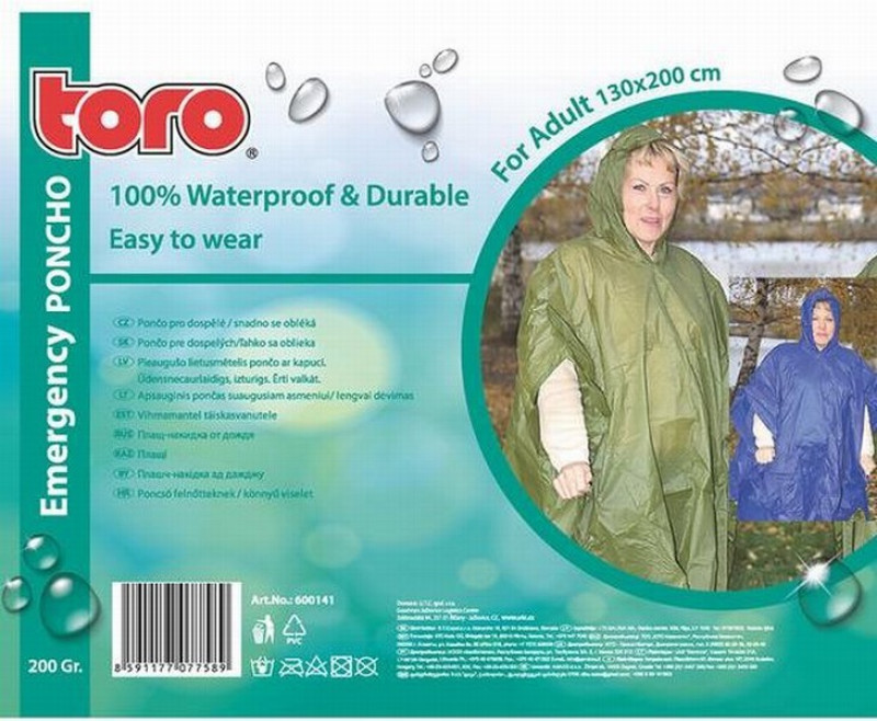 Lietus mētelis Pončo pieaugušo biezais Čehija