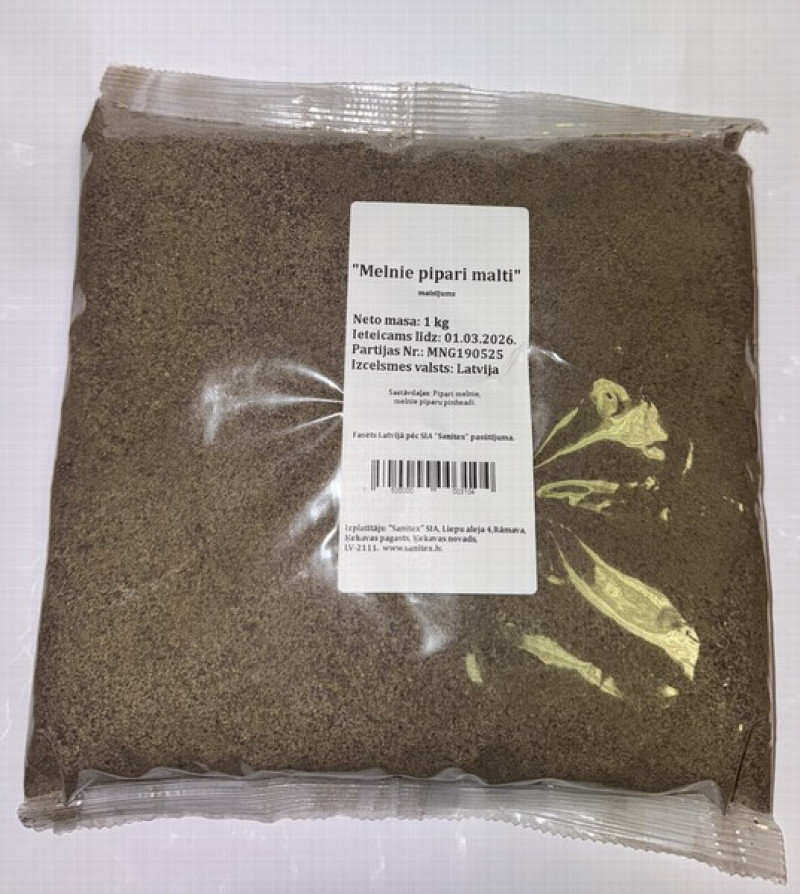 Garšviela Pipari melnie maltie 1kg  (01.03.27)LABA CENA Latvija