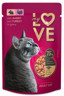 Kaķu konservi My Love ar truša un tītara gaļu maigā mērcē 85g 1/24 (10.02.27) LT