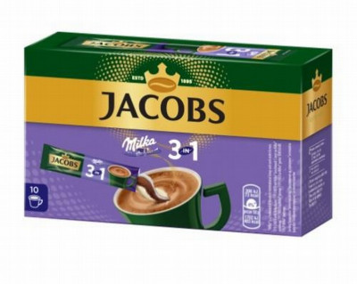 JACOBS MILKA 3IN1,šķīstošā kafija 10x12.4g(23.04.26) Čehija