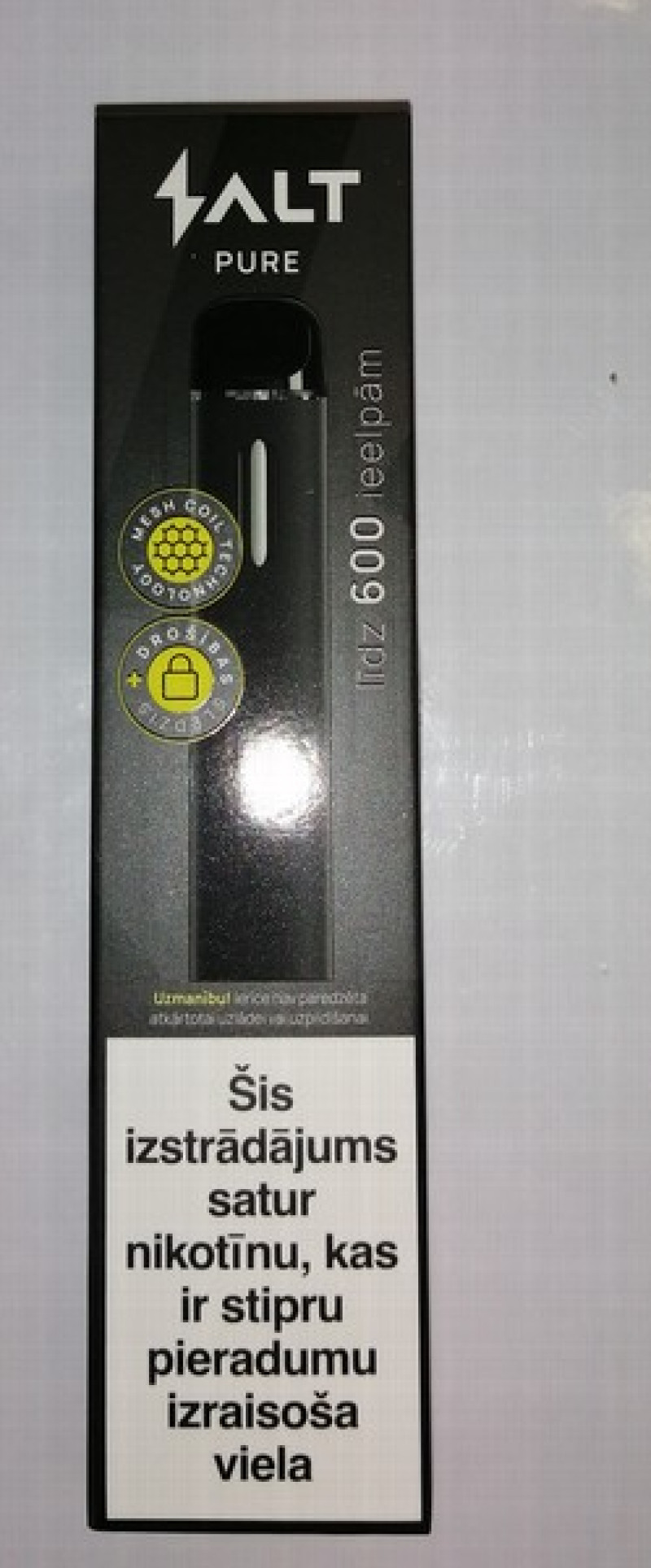 Elektroniskā cigarete vienreizlietojamā SALT pure Charcoal black 20mg/ 2ml