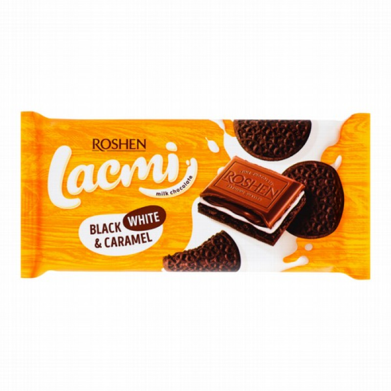 Šokolāde Roshen Lacmi black white caramel 100g (18.01.27) Ukraina