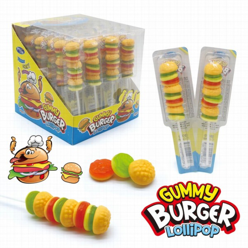 Želejkonfektes uz kociņu Saslik Burger jelly 20g*24gb (24.09.2027) Ķīna
