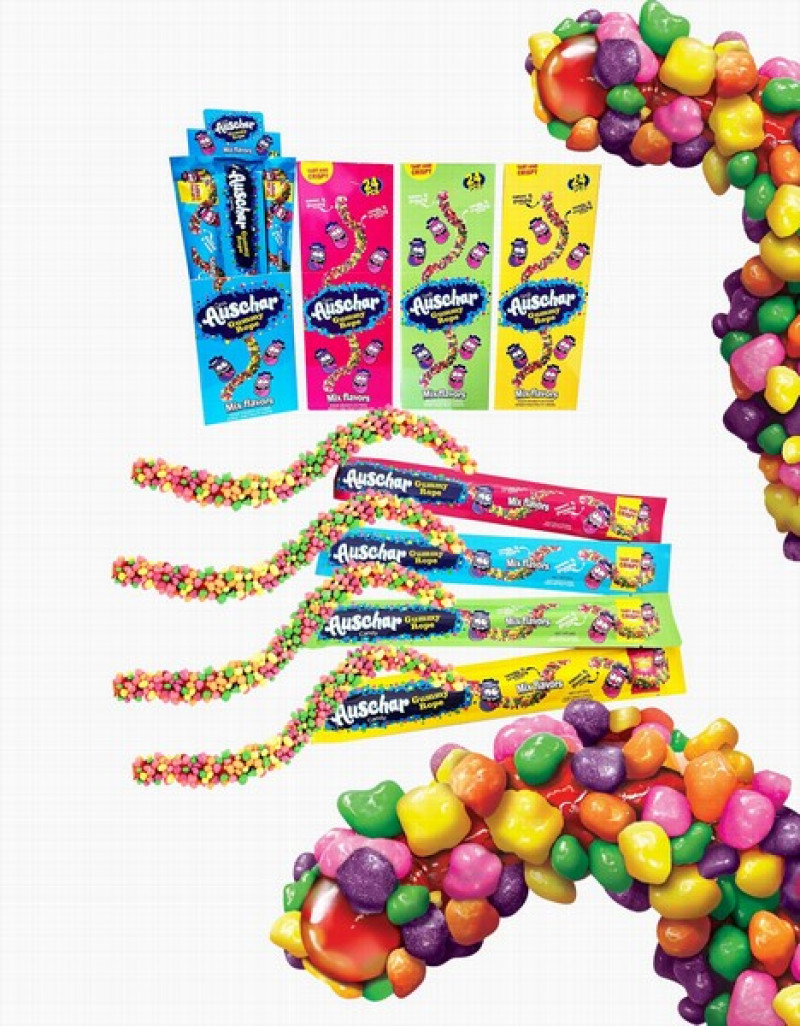 Želejkonfektes Auschar gummy rope mix 26g*24gb(14.12.29)